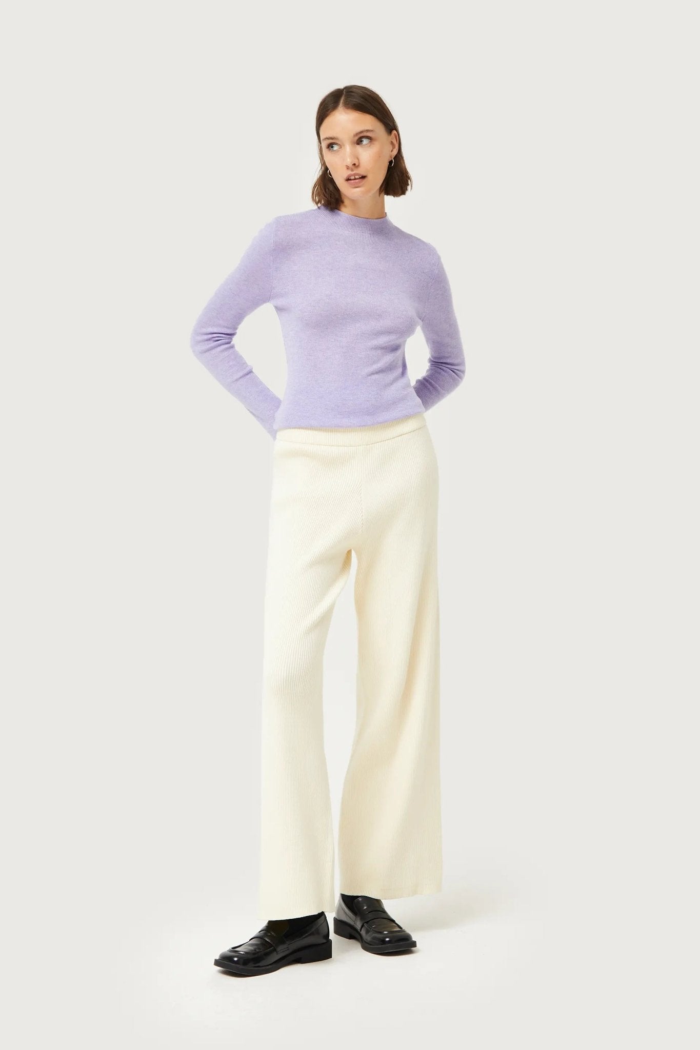 COMPANIA FANTASTICA - KNIT TROUSERS CREAM - Annabelle 87