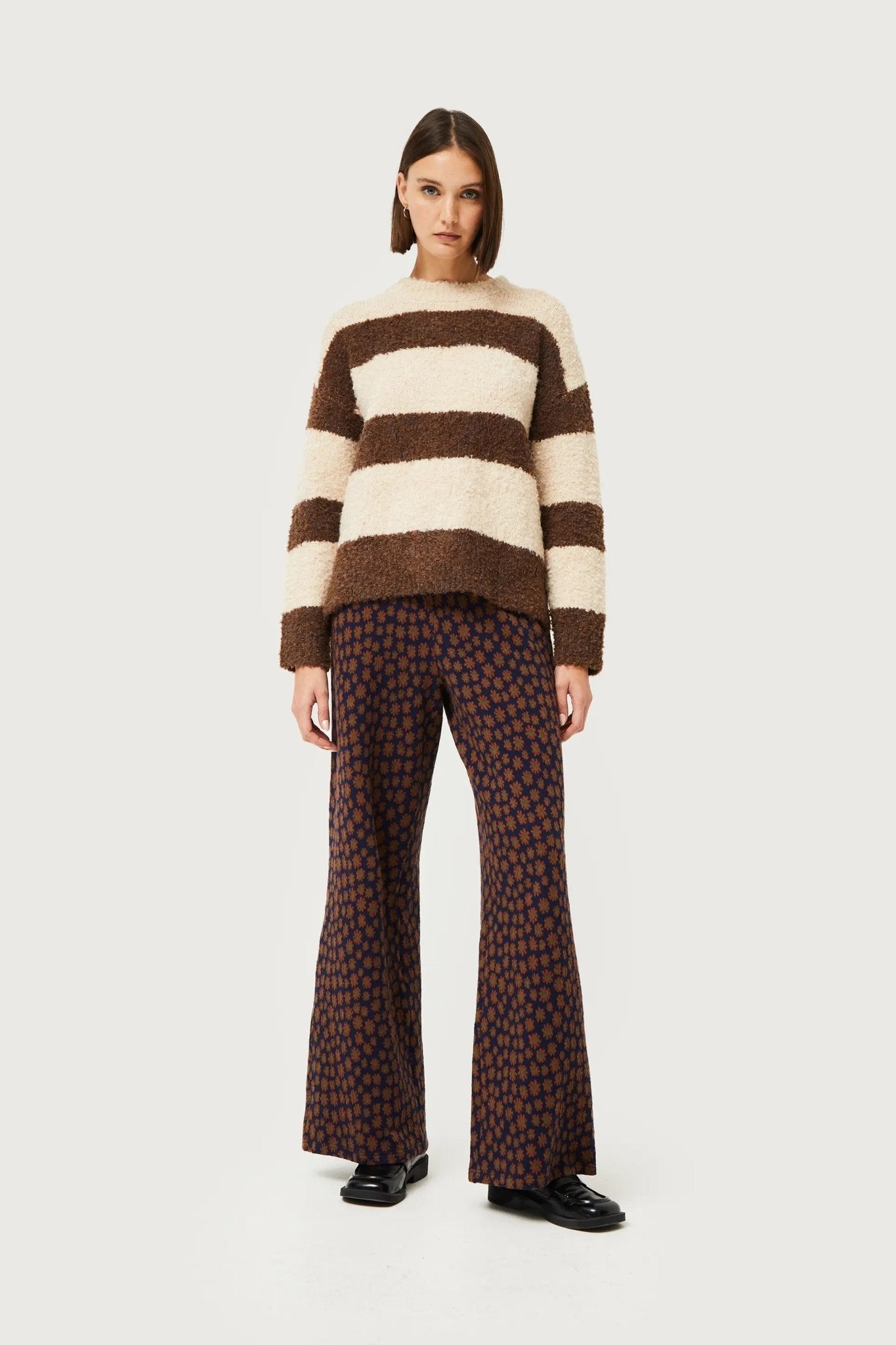 COMPANIA FANTASTICA - BROWN /OFF WHITE STRIPED SWEATER - Annabelle 87