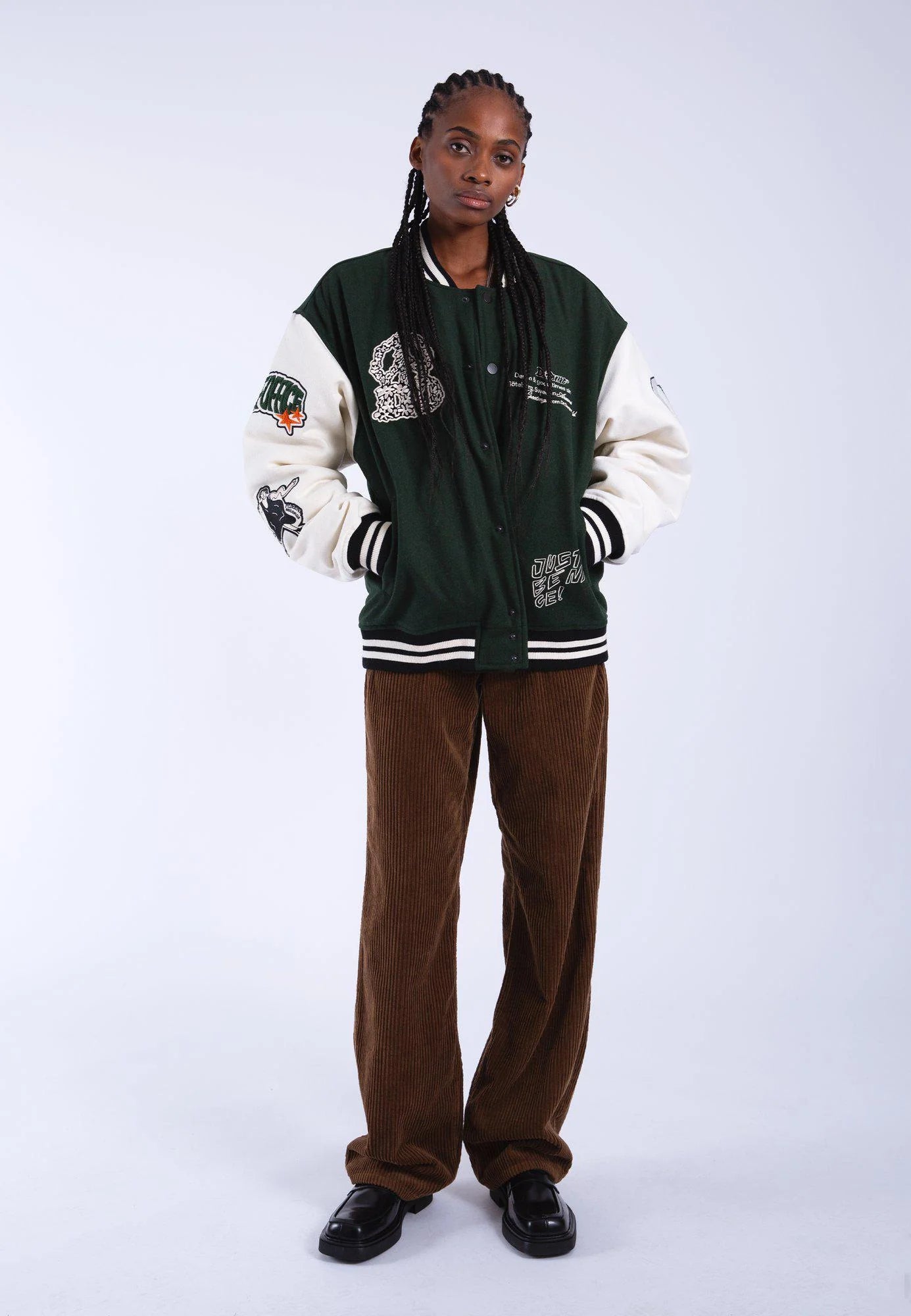 DR DENIM - ANNIVARSITY JACKET - GREEN PATCHED