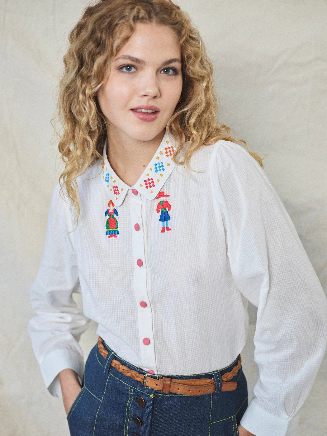 LOWIE - FOLK EMBROIDERED BLOUSE WHITE - Annabelle 87