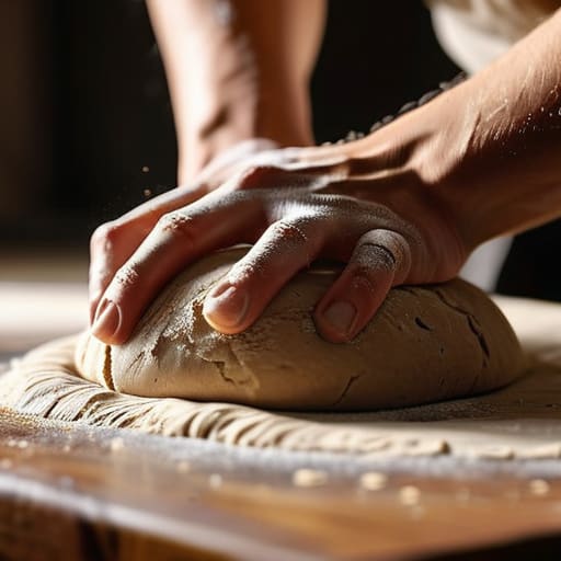 Hands feeling The Rhythm of the Dough.