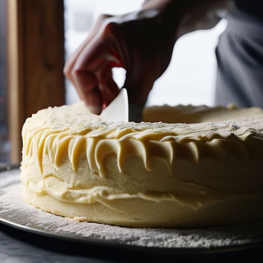 Decorating layer cakes with buttercream frosting tips.