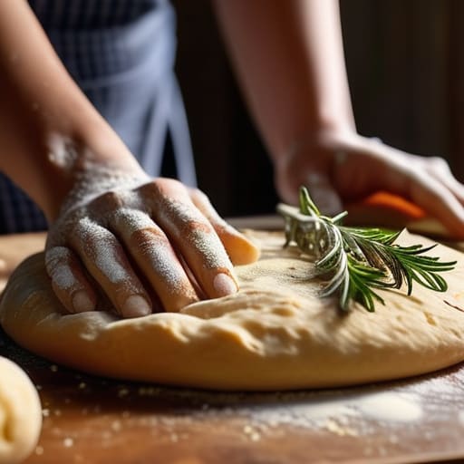 Learning how to make focaccia with oil.