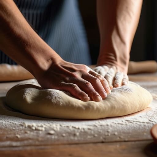 Stretchy dough showing how to make pizza dough.