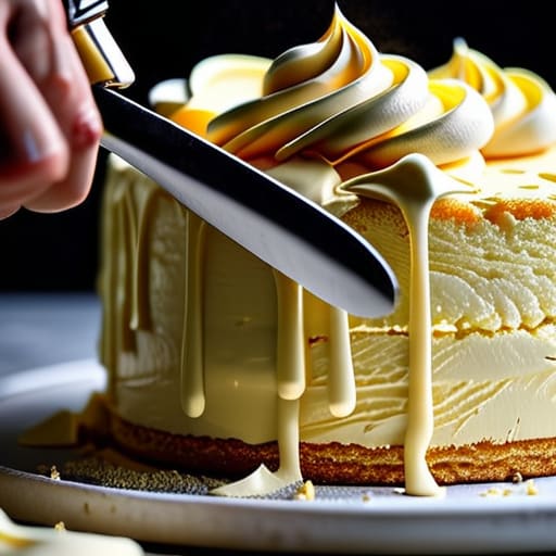 Decorating layer cakes with buttercream frosting.