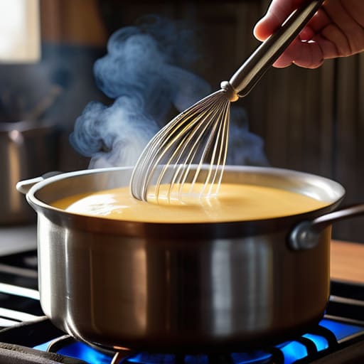 Precision in Stovetop Custard Technique whisking.